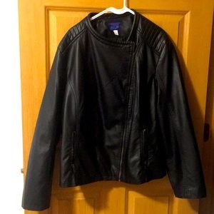 Faux leather riding jacket